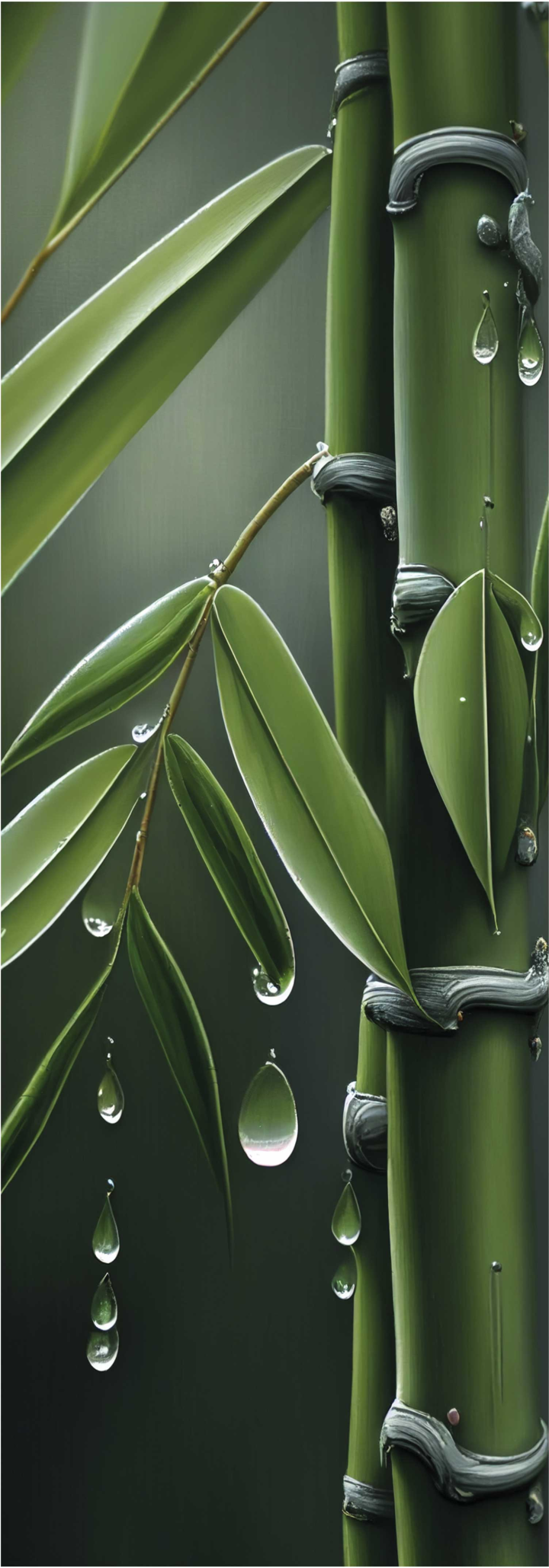 Flower vinyl rug bamboo with raindrops - TenStickers