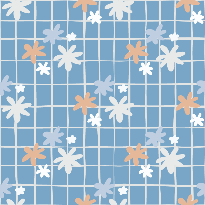 Flower vinyl rug with floral element design - TenStickers