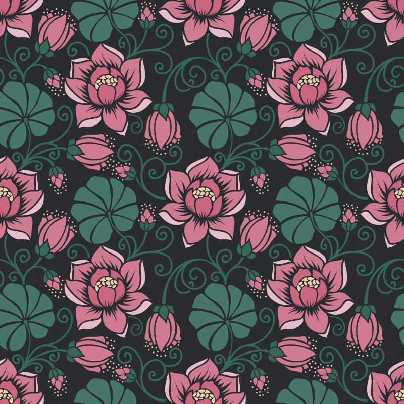 Flower vinyl rug with blooming vines - TenStickers