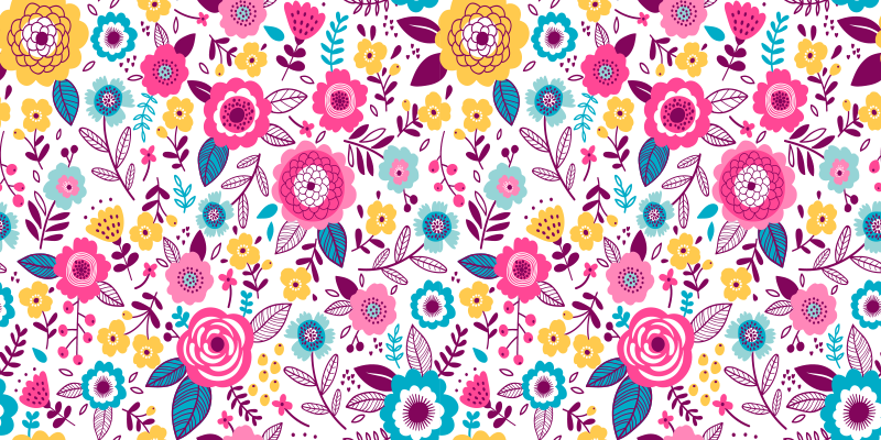 Flower vinyl rug with pink kallax flowers - TenStickers