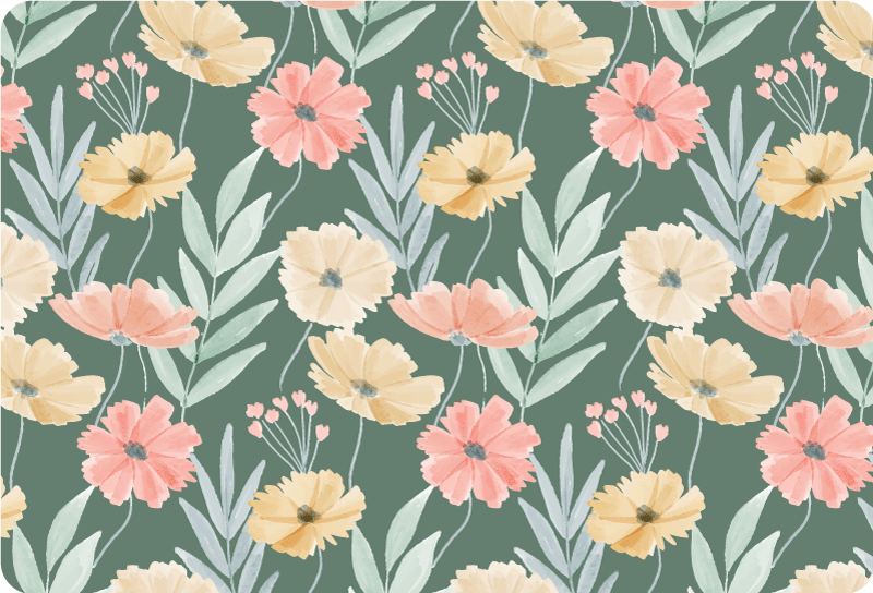 Flower vinyl rug original watercolor floral design - TenStickers