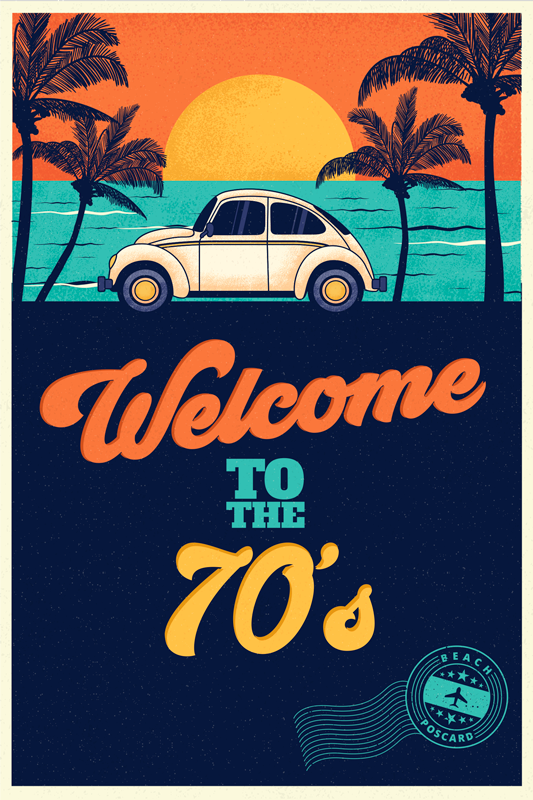 Vintage vinyl rug experience the 70's vibe - TenStickers