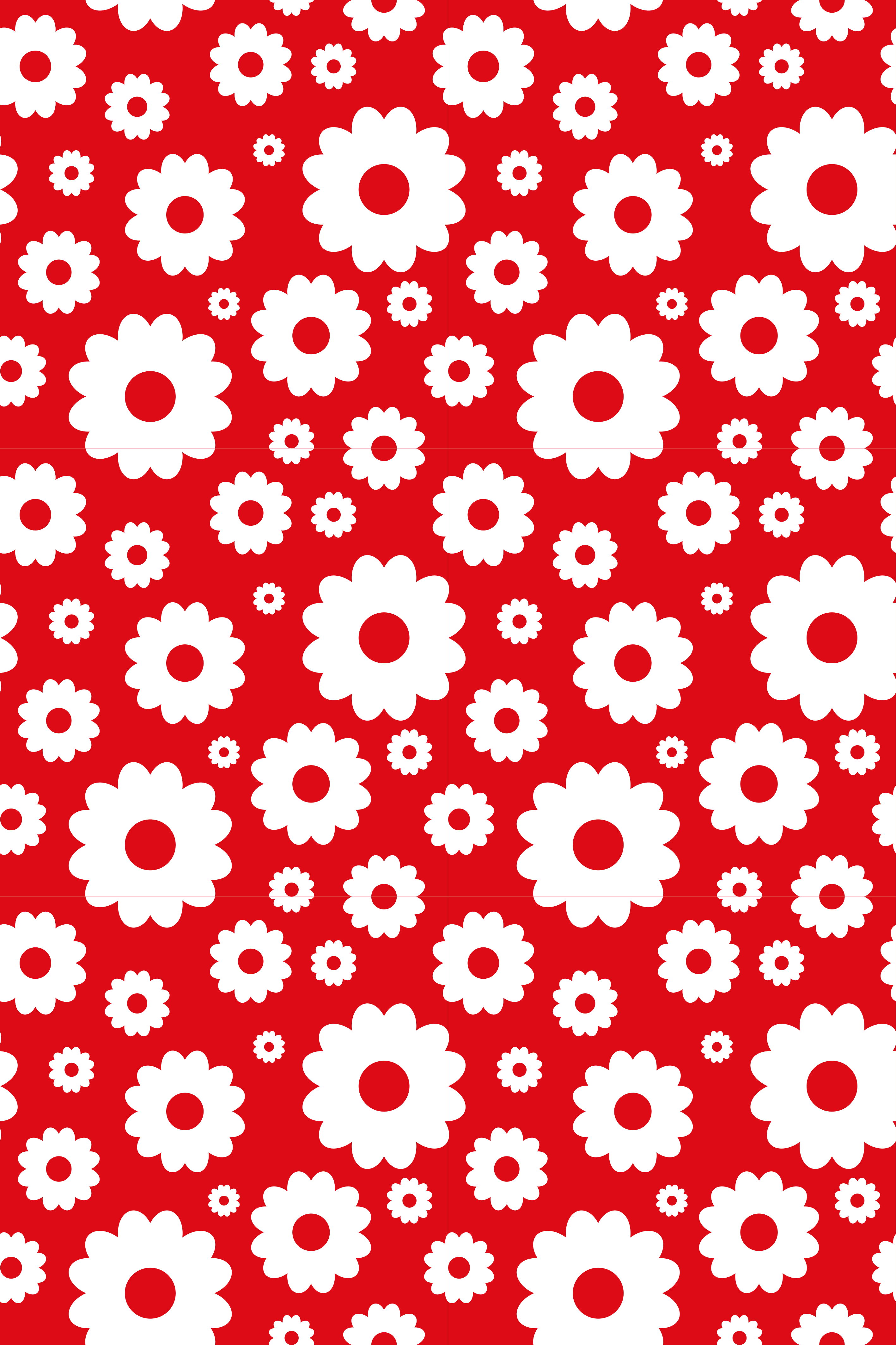 Flower vinyl rug with white and red daisies - TenStickers