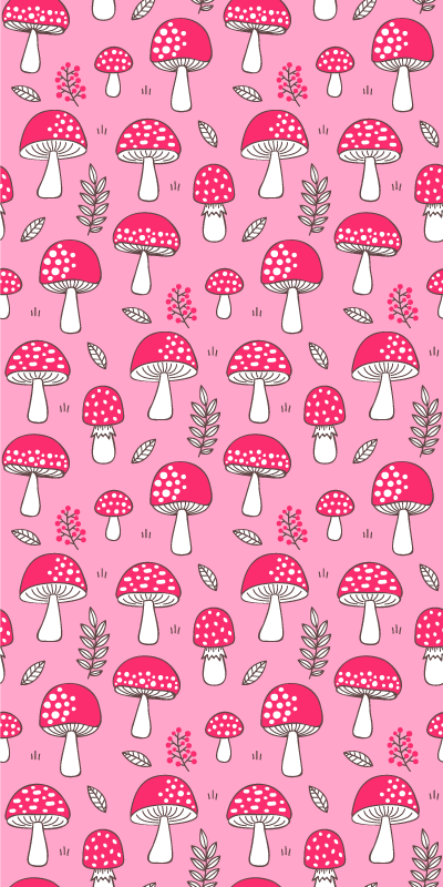 Flower vinyl rug classical pink mushrooms - TenStickers