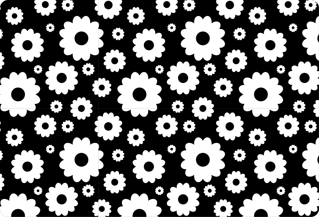 Flower vinyl rug with white and black daisies - TenStickers