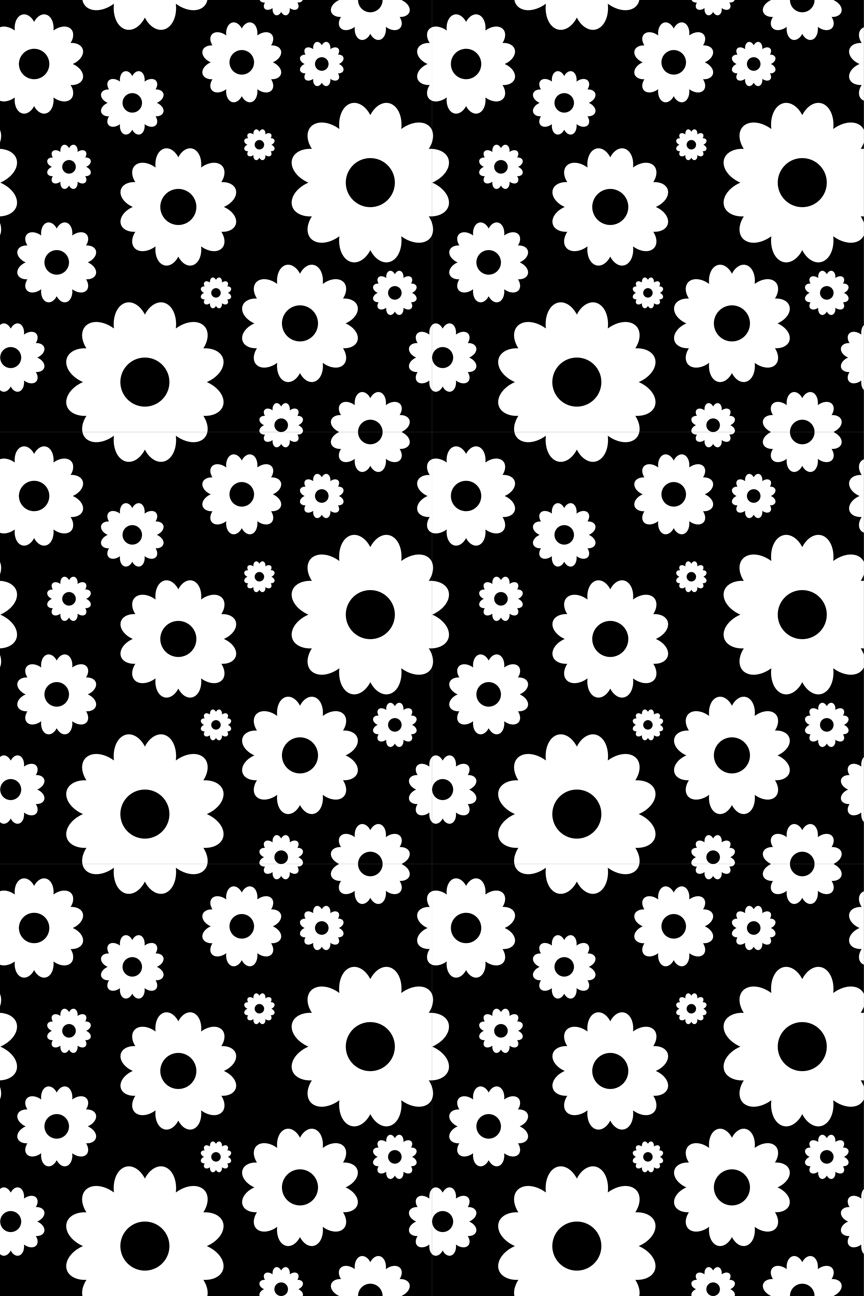 Flower vinyl rug black and white daisies - TenStickers