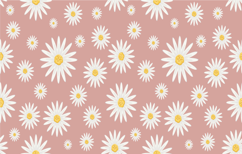 Flower vinyl rug cute pink daisy design - TenStickers