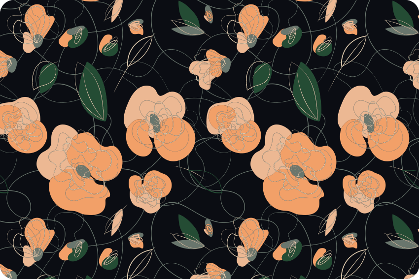 Flower vinyl rug with dark vivid flora and fauna pattern - TenStickers