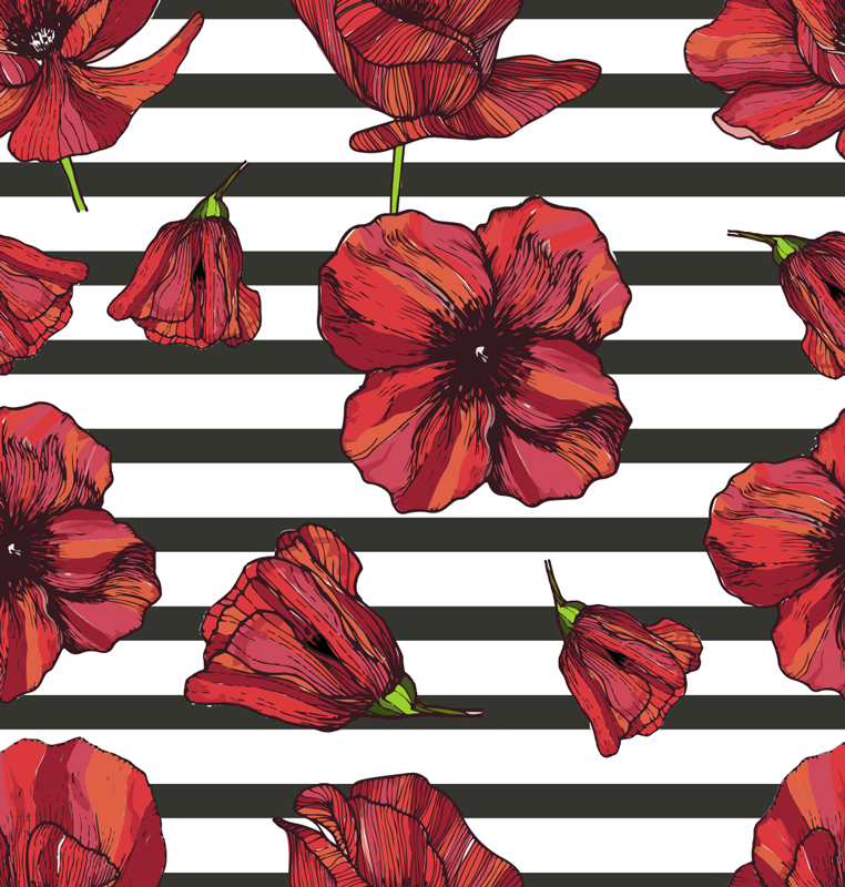 Flower vinyl rug with polish poppy plants design - TenStickers