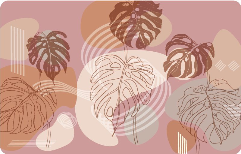 Flower vinyl rug with leaf continuous design - TenStickers