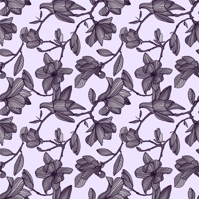 Flower vinyl rug cute magnolia design - TenStickers