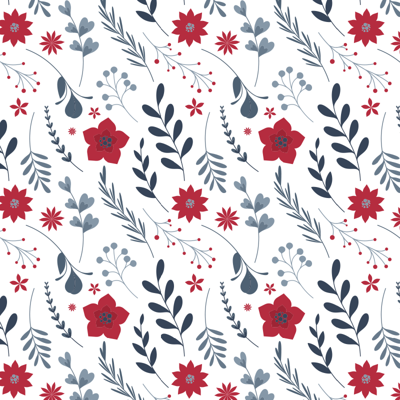 Flower vinyl rug with white and red floral design - TenStickers