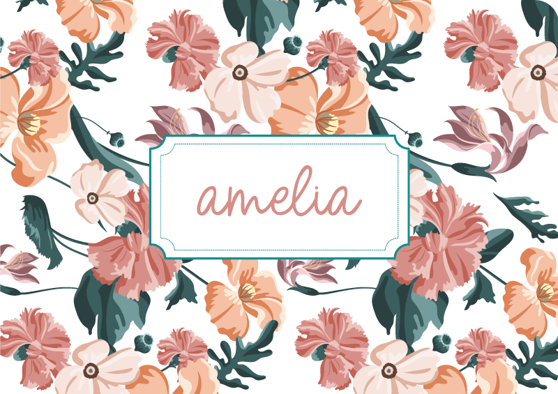 Flower vinyl rug beautiful pastel floral design - TenStickers
