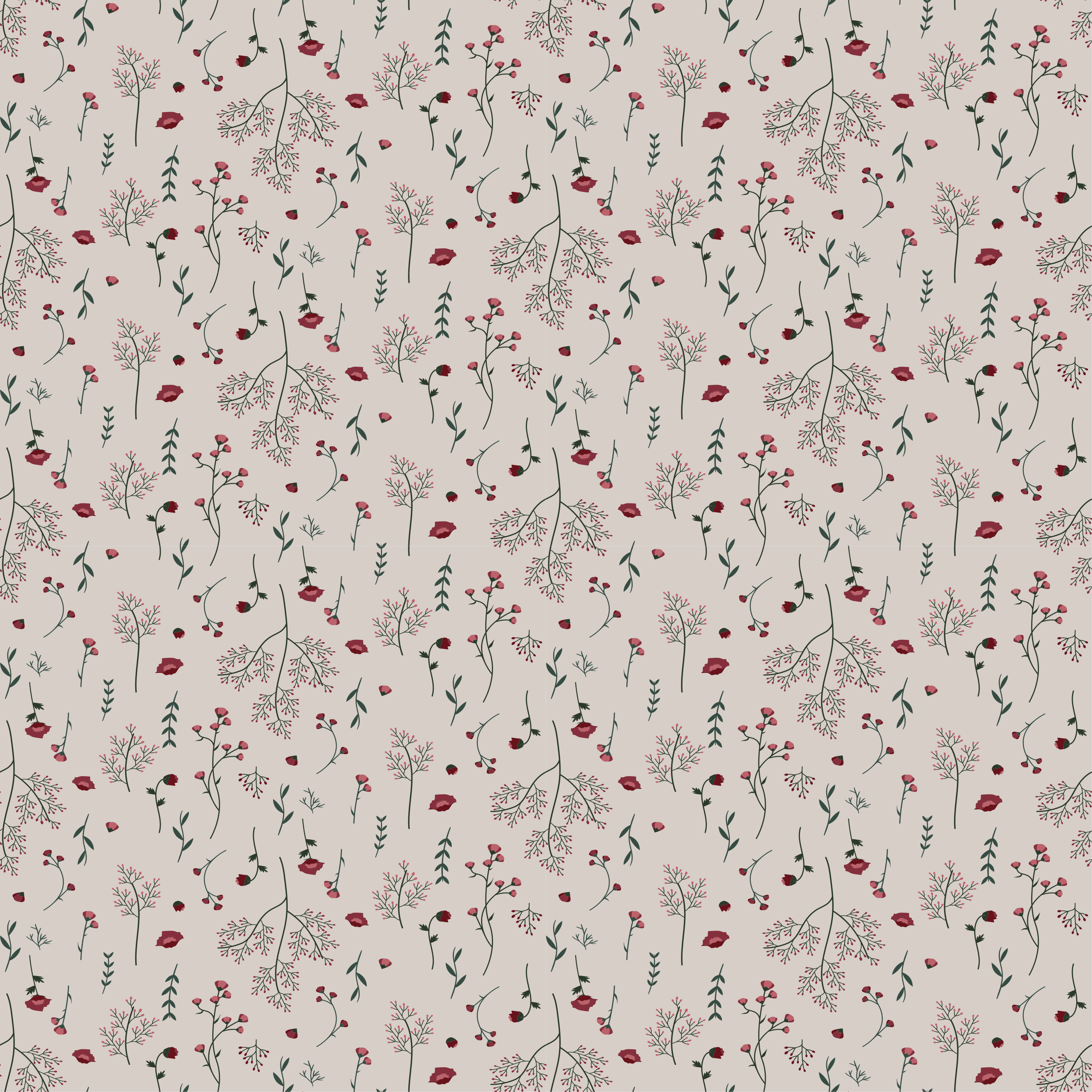 Flower vinyl rug with minimalistic red flowers - TenStickers