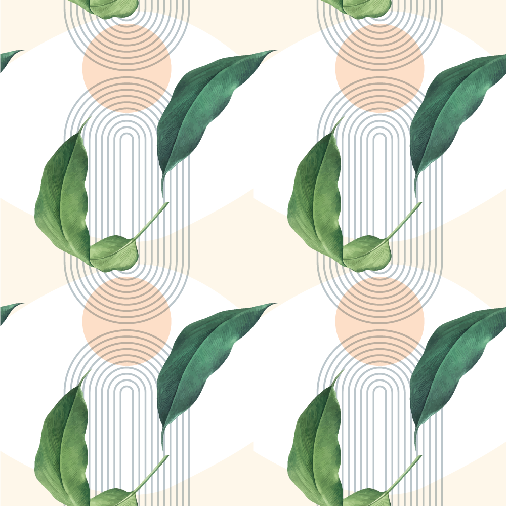 Flower vinyl rug with green leaf on pink background - TenStickers