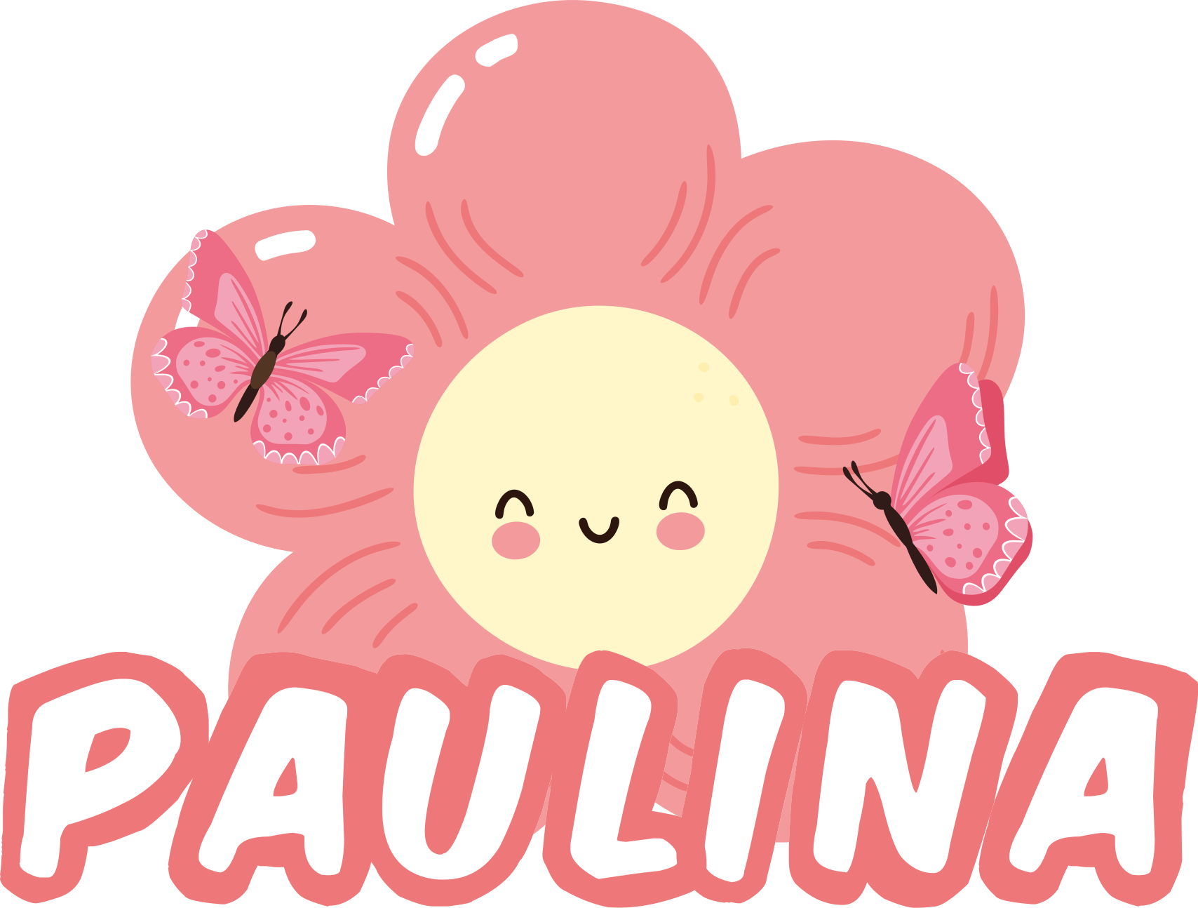 Flower and butterfly with name flower vinyl rug - TenStickers