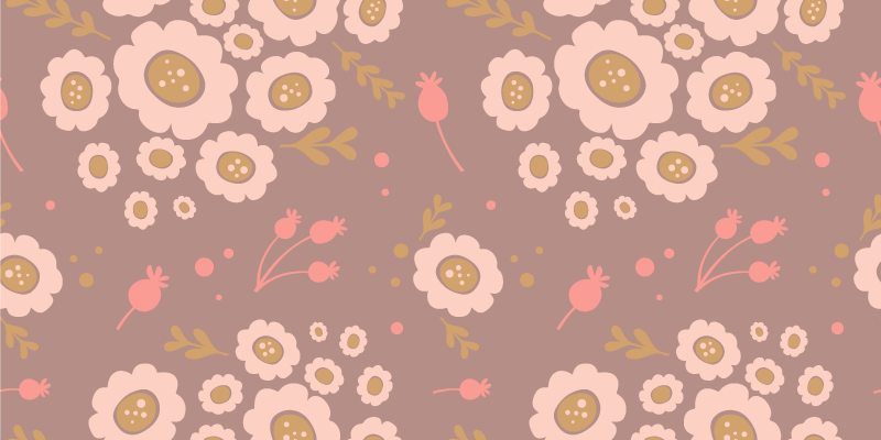 Flower vinyl rug with pastel folk art design - TenStickers