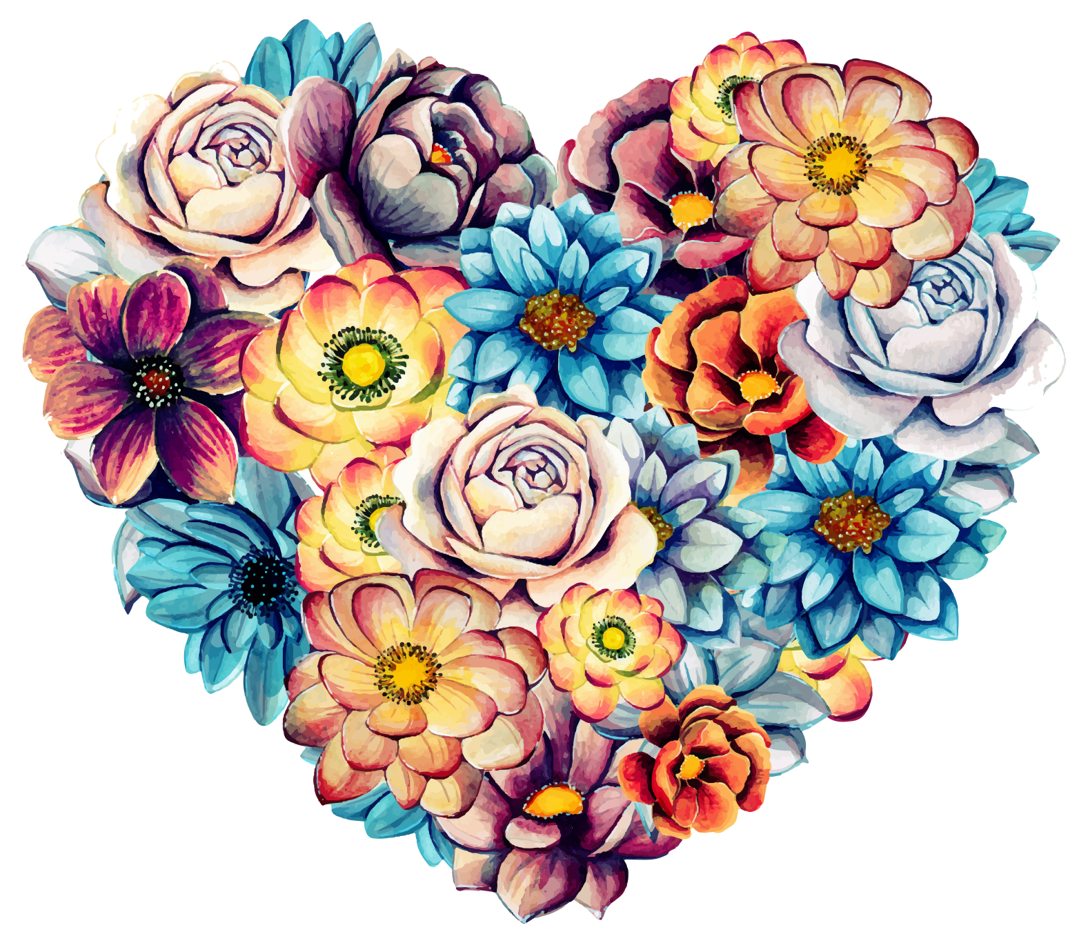 Flower vinyl rug beautiful floral heart design - TenStickers