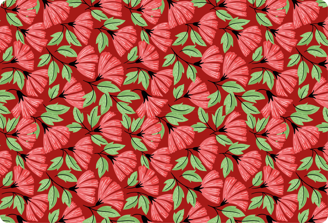 Vintage red pattern flower vinyl rug - TenStickers