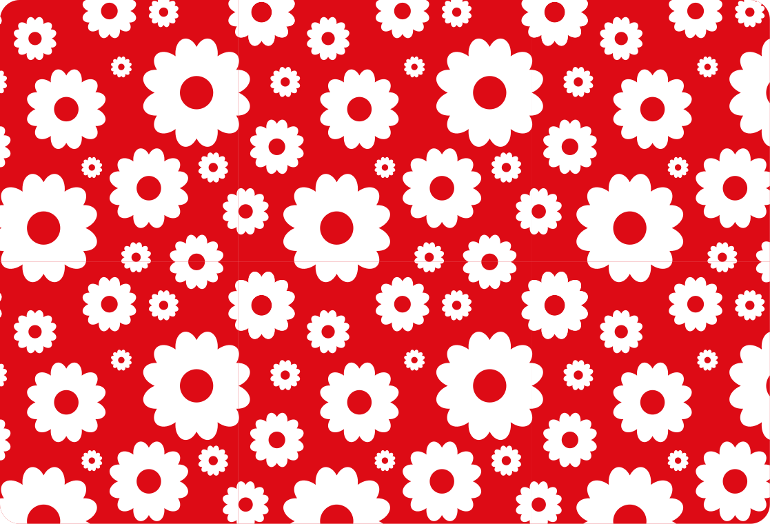 White daisies on red background flower vinyl rug - TenStickers