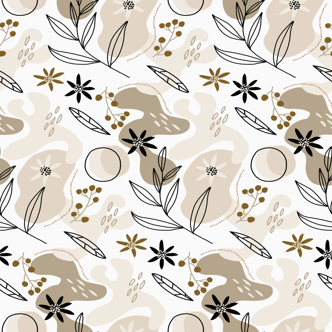 Flower vinyl rug with stylish pink and beige leaves - TenStickers