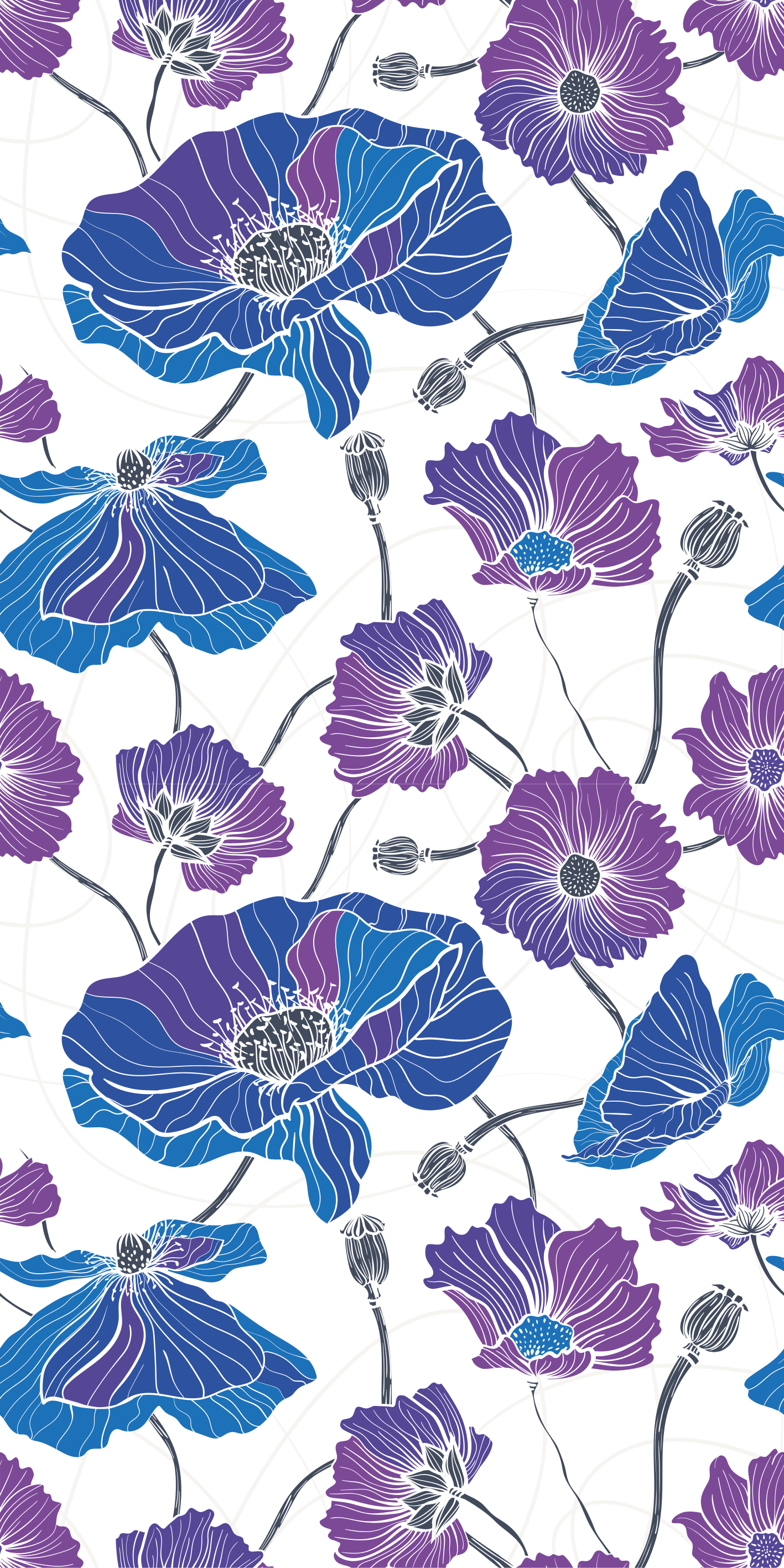 Blue and purple garden flowers flower vinyl rug - TenStickers