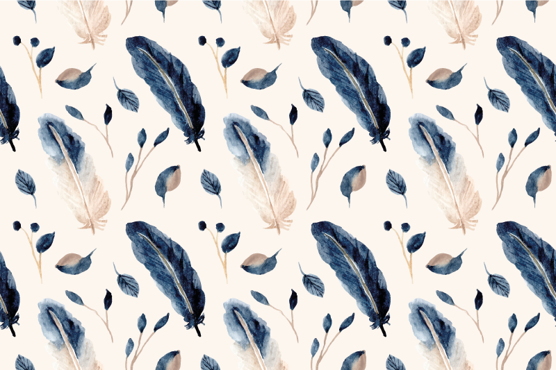 Flower vinyl rug with floating leaves and feathers - TenStickers