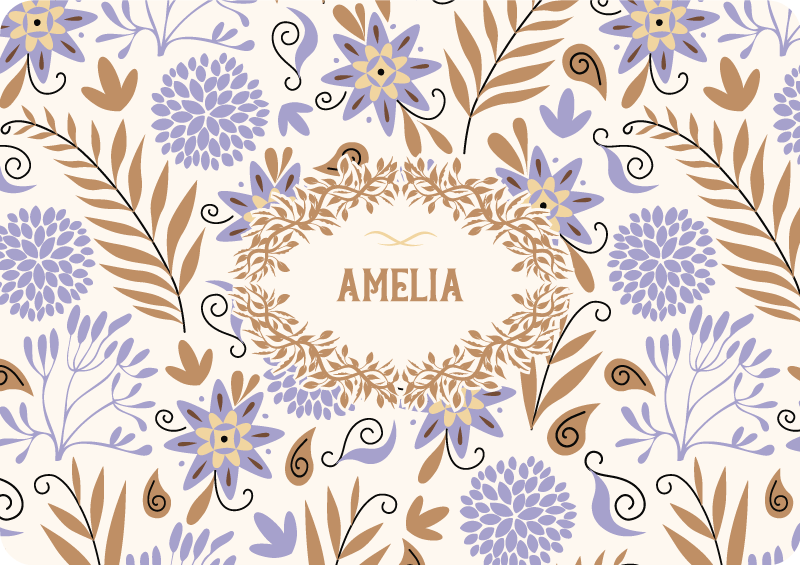 Flower vinyl rug hand painted vintage floral design - TenStickers