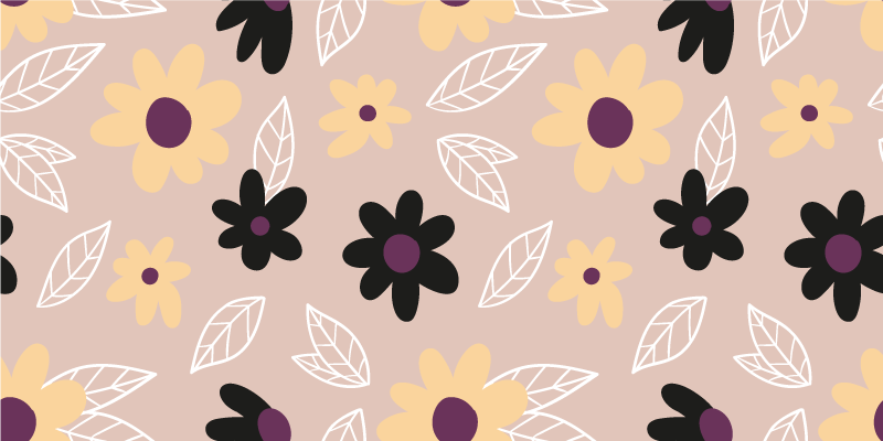 Flower vinyl rug with colorful modern flowers on beige - TenStickers