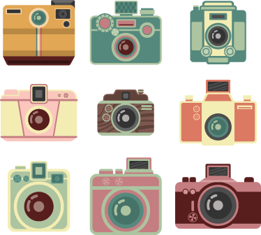 Dining room vinyl rug vintage cameras design - TenStickers