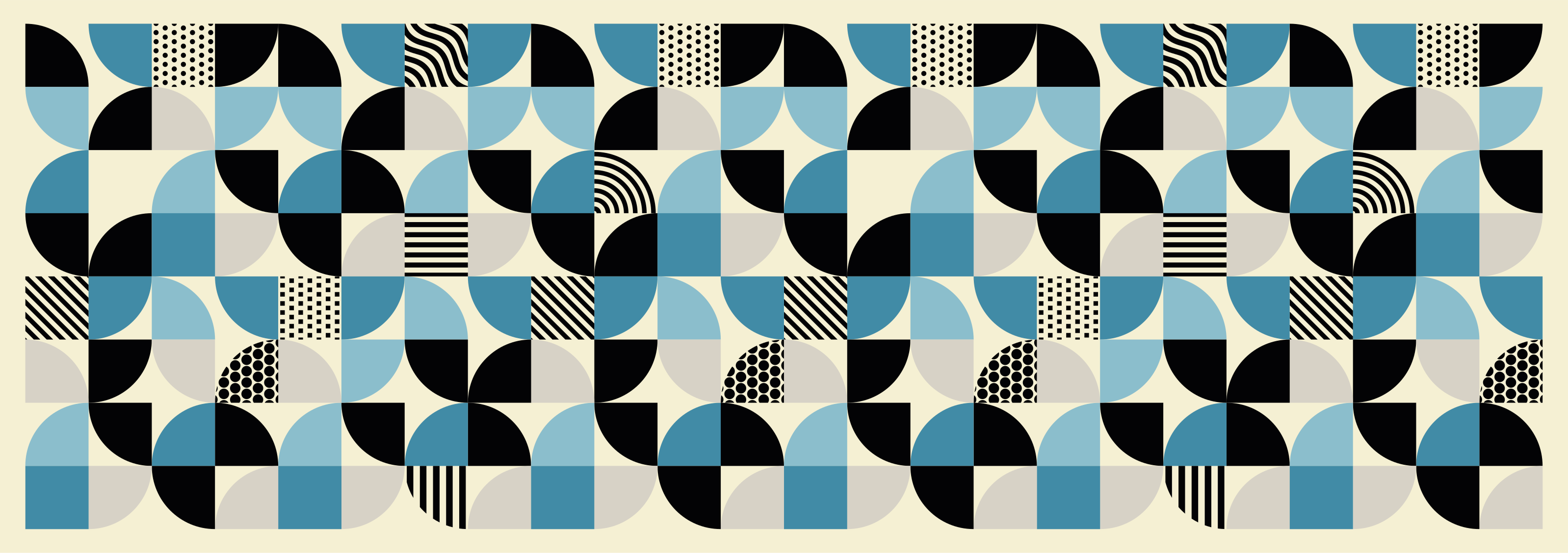 Dining room vinyl rug in retro blue bauhaus pattern - TenStickers