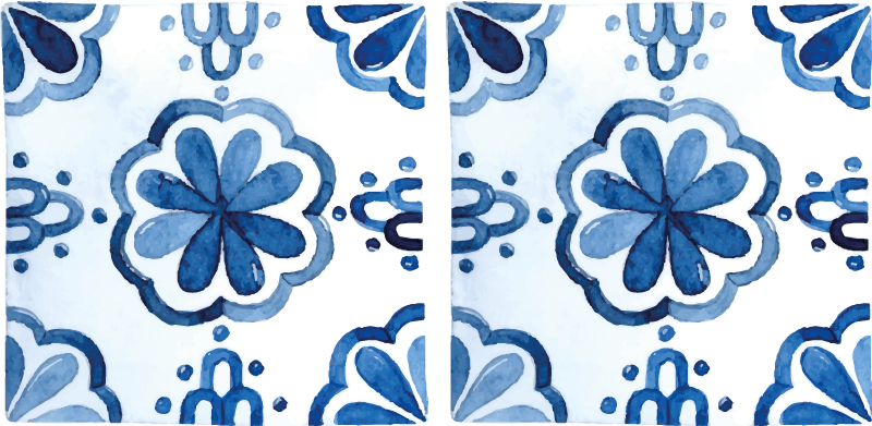 Dining room vinyl rug floral cement tile design - TenStickers