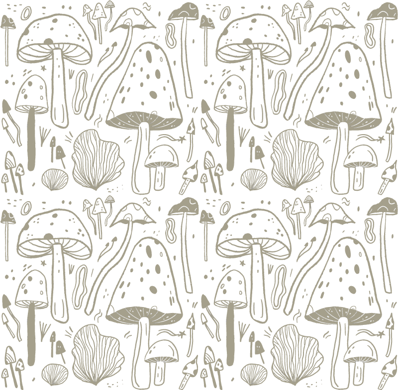 Dining room vinyl rug with beige mushroom pattern - TenStickers