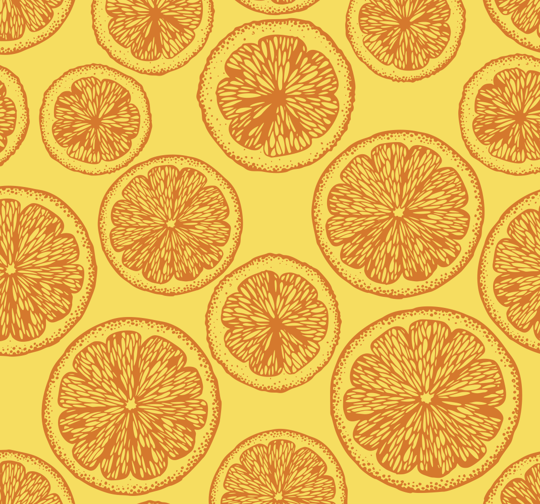 Orange hand-drawn pattern kitchen vinyl rug - TenStickers