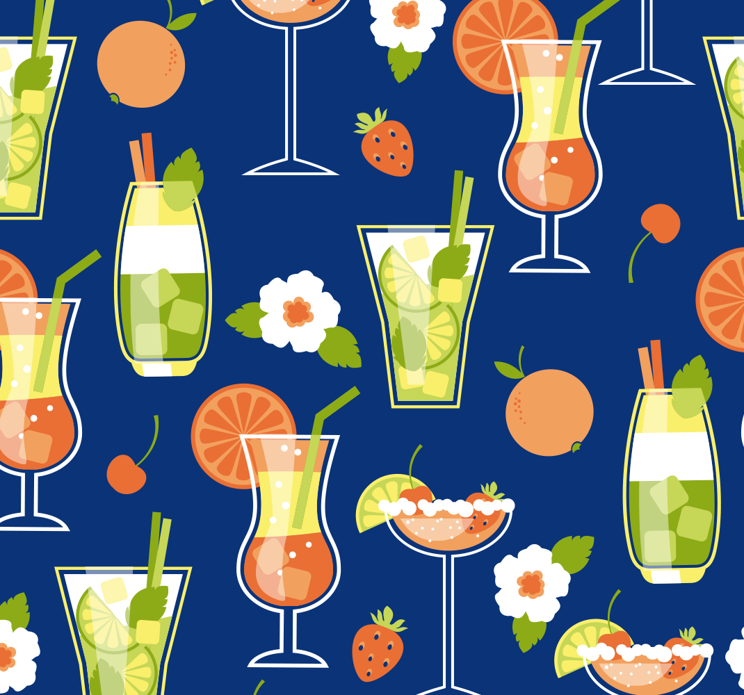 Vintage cocktails kitchen vinyl rug - TenStickers