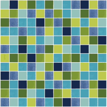Blue and green tiles bathroom vinyl rug - TenStickers