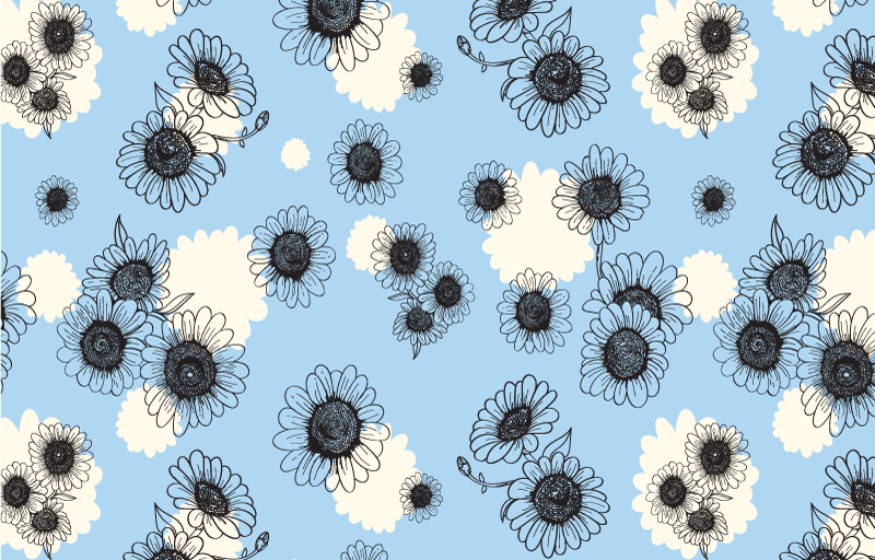 Daisies seamless modern pattern flower vinyl rug - TenStickers