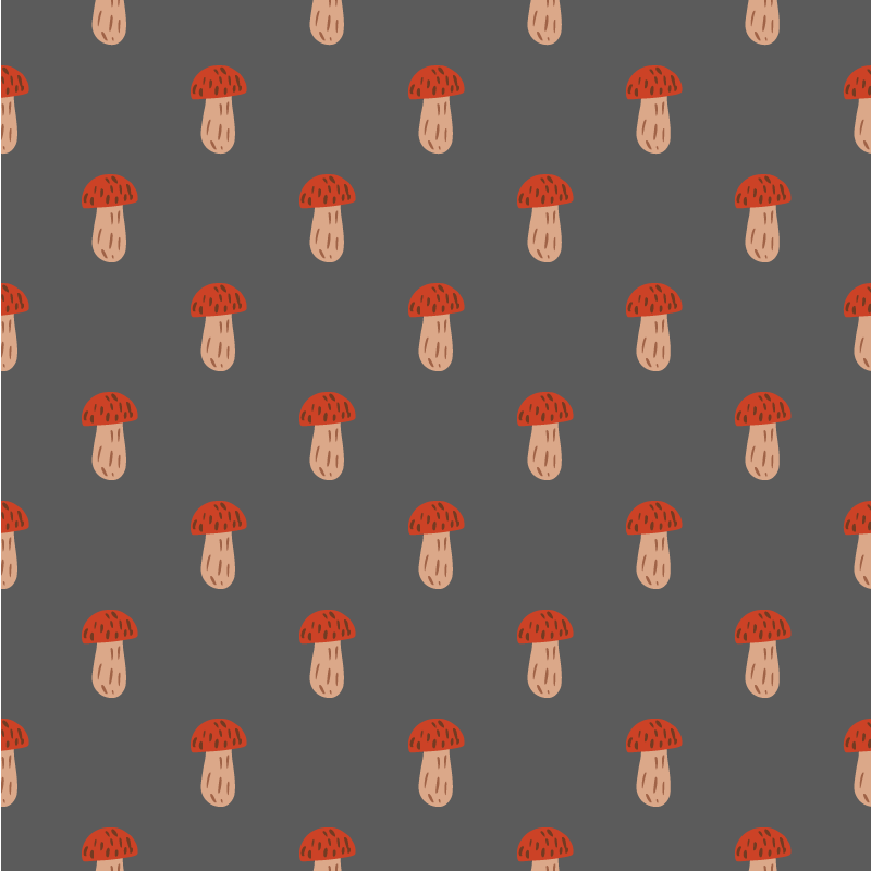 Flower vinyl rug with classic mushrooms gray background - TenStickers