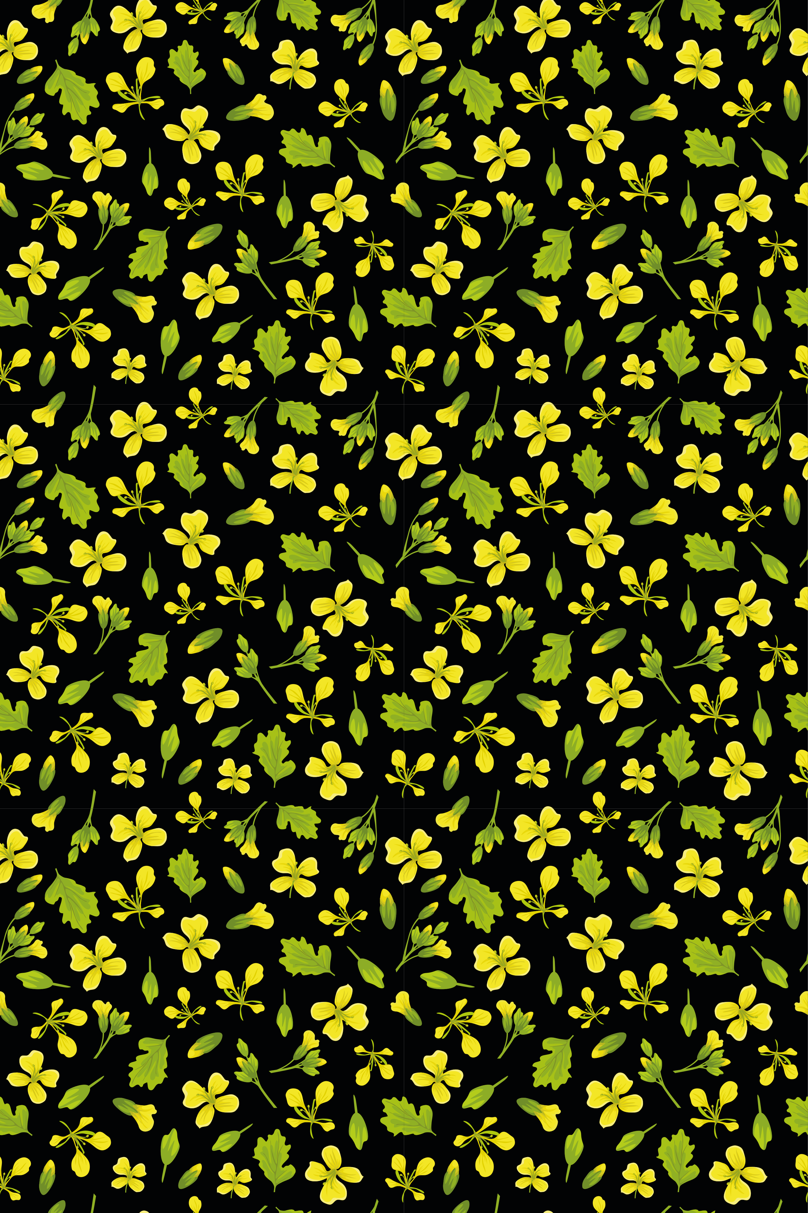 Flower vinyl rug black background with yellow flowers - TenStickers