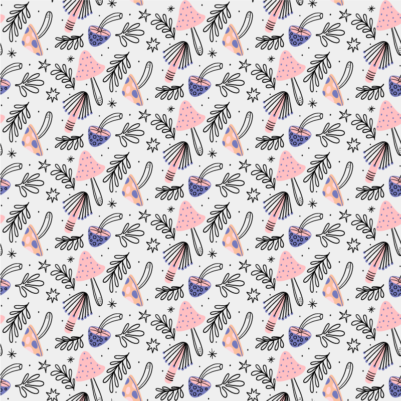 Flower vinyl rug with classic mushrooms and flowers - TenStickers