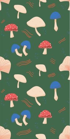 Flower vinyl rug with red and white mushrooms - TenStickers