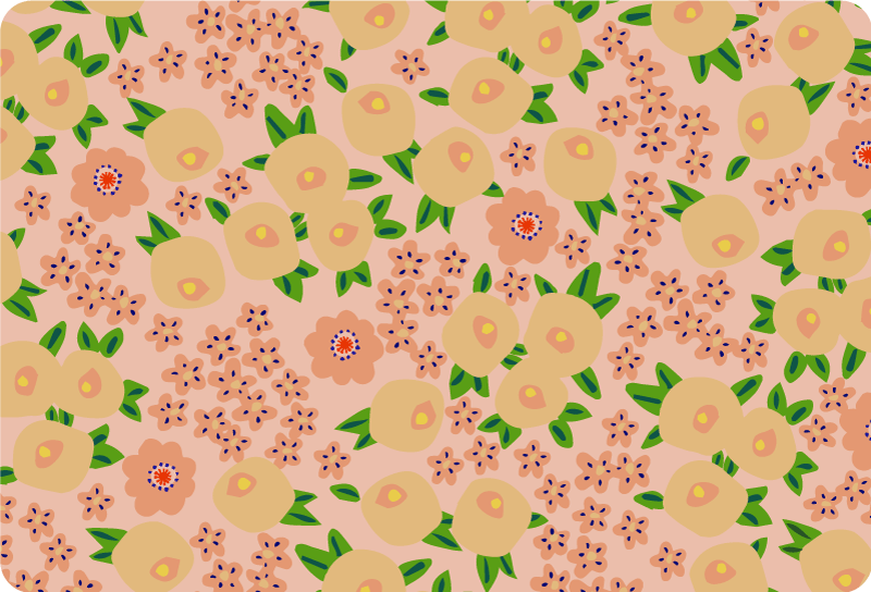 Flower vinyl rug with original floral pattern in peach tones - TenStickers