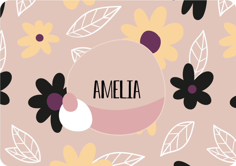 Flower vinyl rug colorful modern flowers beige background - TenStickers
