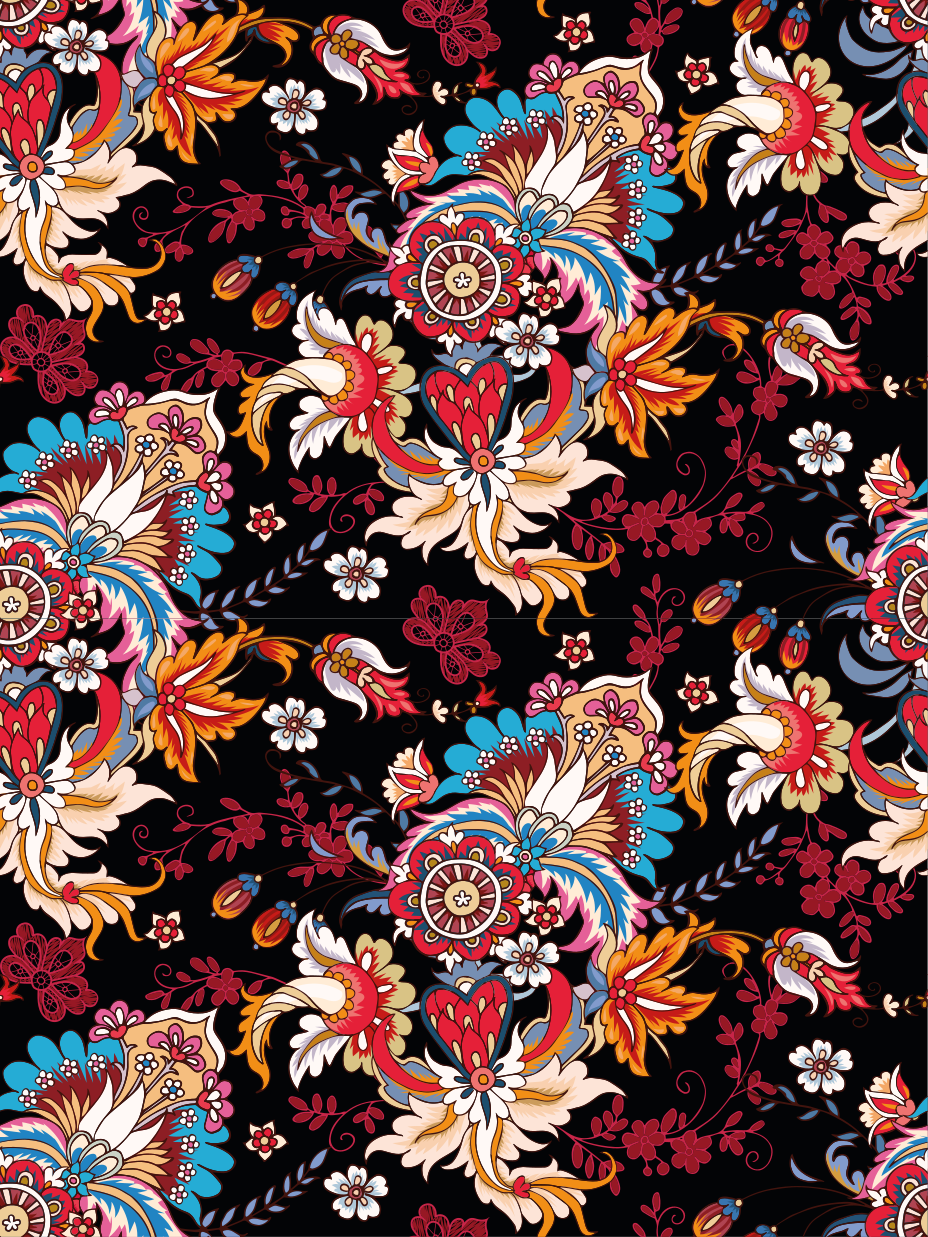 Colorful modern ethnic folk art flower vinyl rug - TenStickers