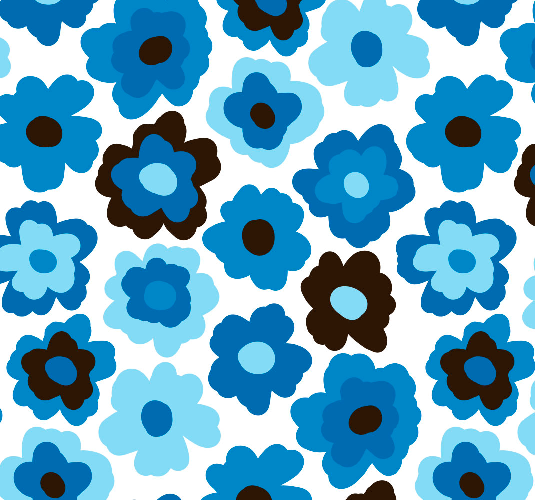 Flower vinyl rug blue poppy - TenStickers
