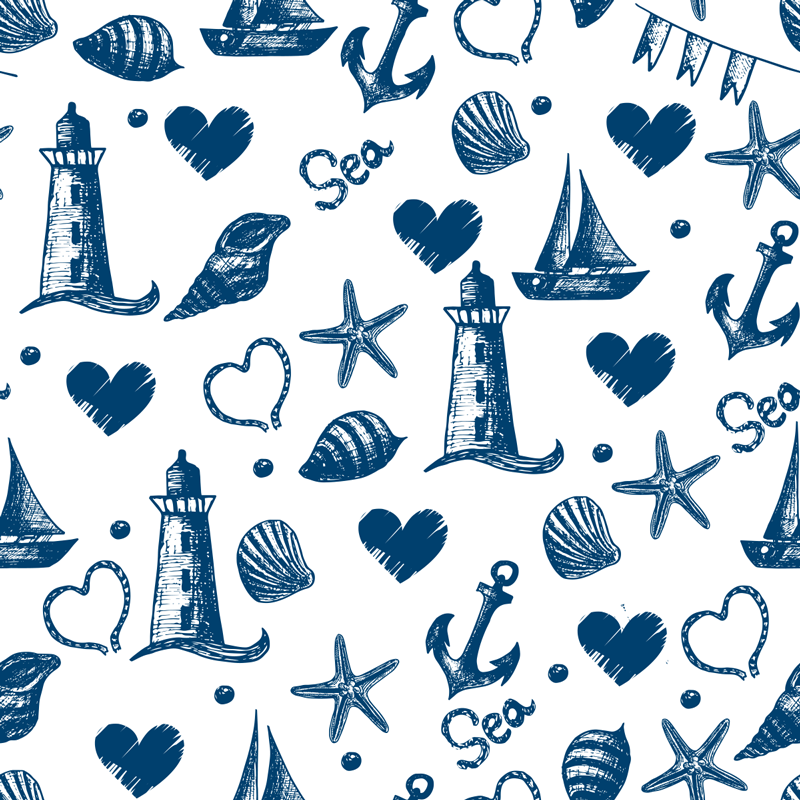 Flower vinyl rug with nautical theme design - TenStickers