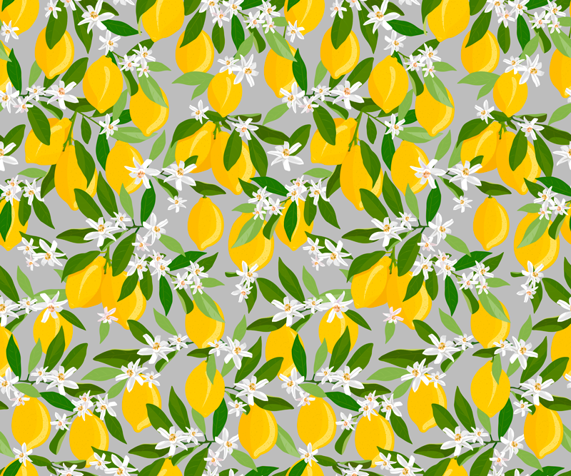 Lemon flower pattern flower vinyl rug - TenStickers