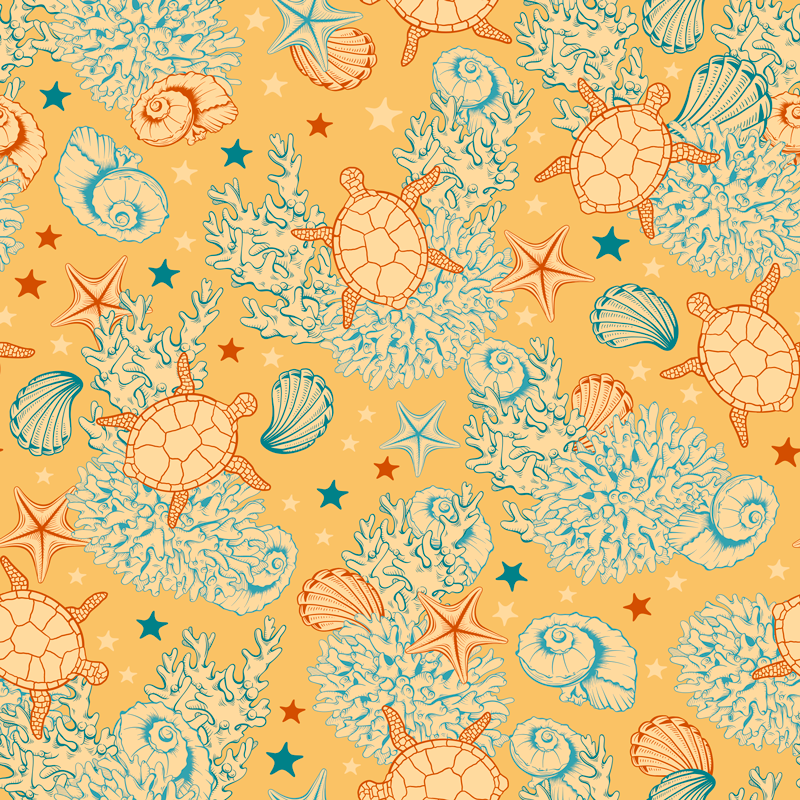 Flower vinyl rug coral and ocean life - TenStickers