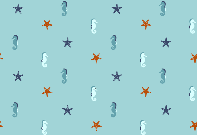 Flower vinyl rug seahorse starfish design - TenStickers