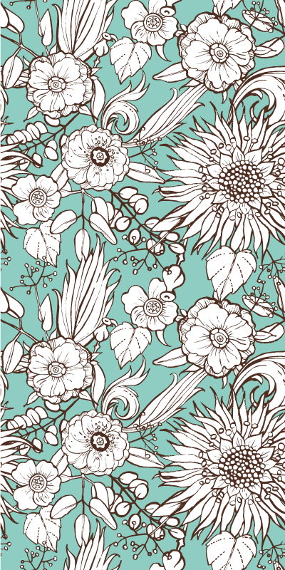 Flower vinyl rug floral screen design - TenStickers